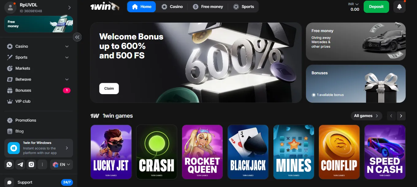 Key features of 1Win casino and betting platform in India
